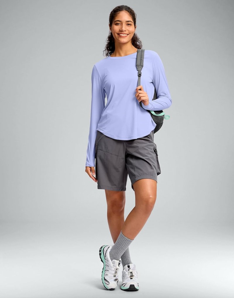UPF 50+ Women's Sun Protection Shirt - Lightweight Long Sleeve Rash Guard for Hiking & Workouts