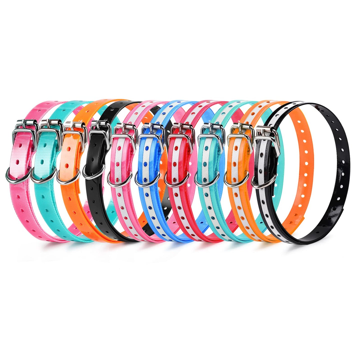LuckinPET Replacement Collar Strap, Compatible with Petsafe,PATPET,Sportdog,Garmin,Dogtra,etc Most Training Collar/Fence Reciever, 3/4',Reflective,Adjustable,Metal Buckled,Waterproof (Orange Pack2)