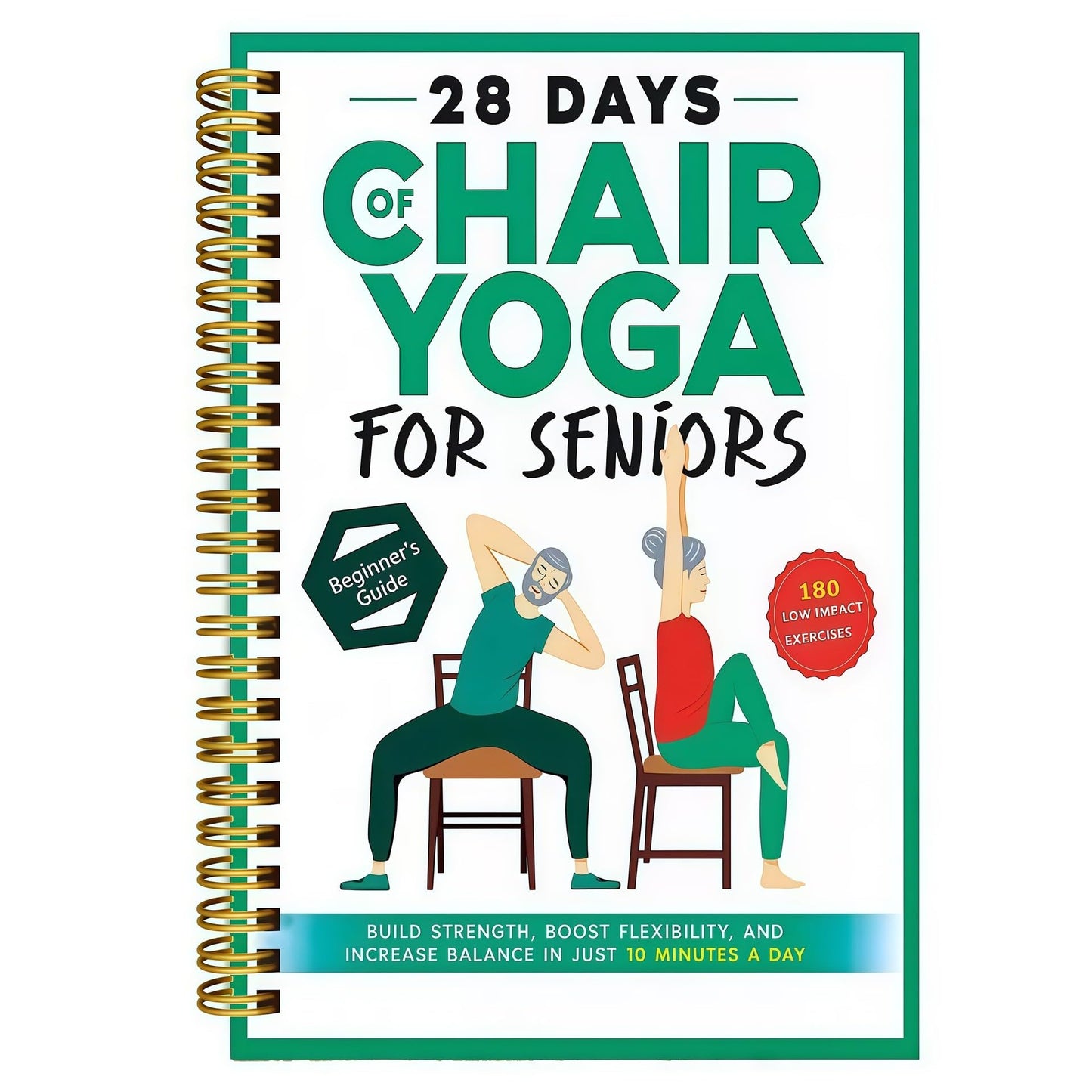 30-Day Chair Yoga Guide Book for Beginners, Workouts for Weight Loss & Flexibility, Senior Exercise Fitness Planners (5.5x8.2 Inch, 12)