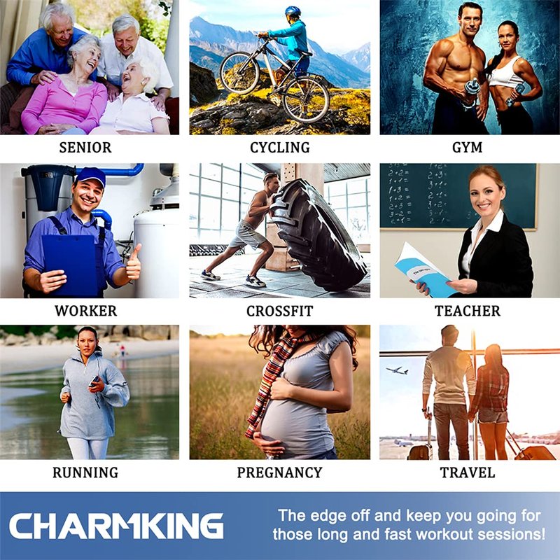 CHARMKING Compression Socks for Women & Men (8 Pairs) 15-20 mmHg Graduated Copper Support Calf Socks are Best for Pregnant, Nurses - Boost Performance, Circulation, Knee High Wide Calf(S/M, Multi 13)
