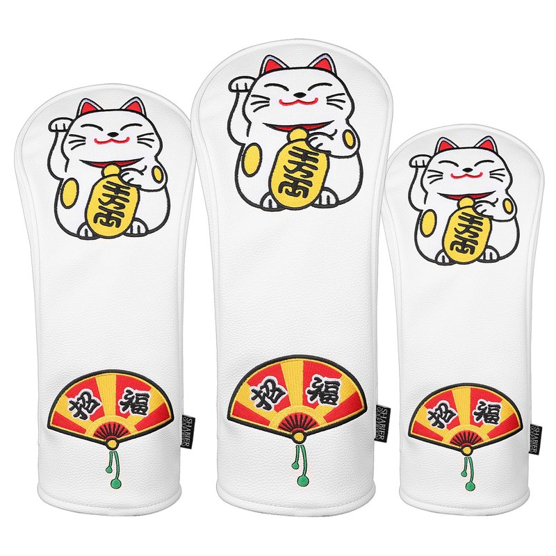 SHABIER Golf Hybrid Headcover with Maneki-Neko Lucky Cat Design for Golf Hybrid Club