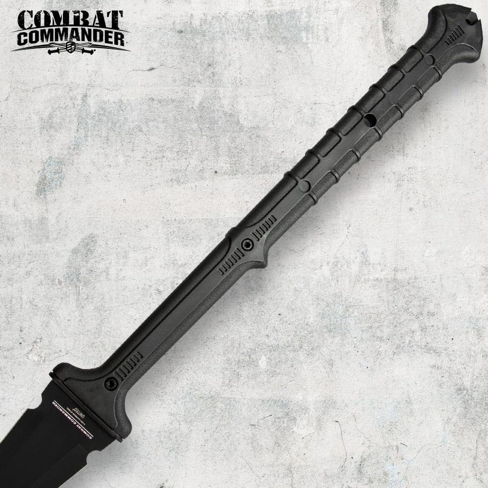 Combat Commander Thai Gladius Sword and Scabbard with Shoulder Harness-1065 Carbon Steel Blade, Penetrating Point, Hard-Coat Finish, Nylon Fiber Handle-Designed for Today's Warrior-Length 40"