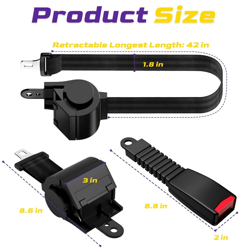 4PCS Golf Cart Seat Belt Kit, 42" Retractable Golf Cart Seat Lap Belt Non-Slip, Soft Padding, One Click Fastening, Universal Front and Rear Golf Cart Seat Belts for Club Car EZGO YAMAHA UTV ATV