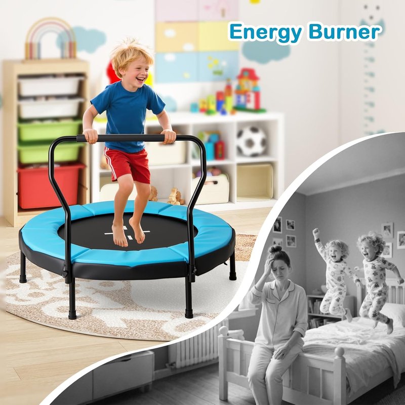 GYMAX Mini Fitness Trampoline - 40" Rebounder with Detachable Handle & Safety Foam Pad | Indoor/Outdoor Exercise for Kids & Adults