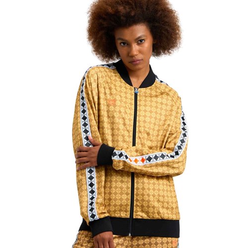 ARENA 50th Anniversary Unisex Men's and Women's Team Relax IV Jacket Full Zip, Gold Multi/Black/White, Large