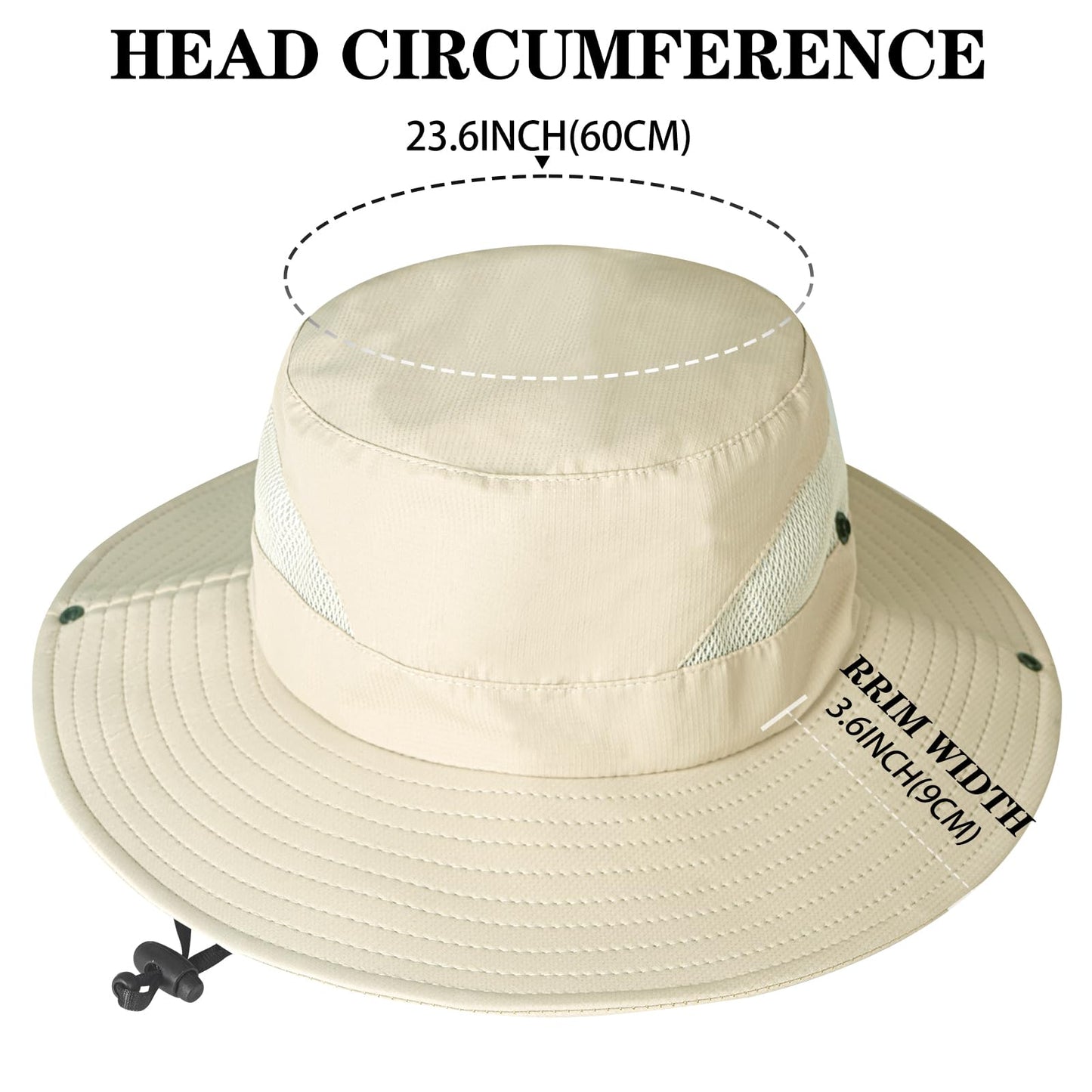 ZOORON Sun Hats for Men Women, Wide Brim Bucket Hats UV Protection UPF50+ Waterproof Boonie Hats for Fishing Hiking Camping (2pack-Black+Light Beige)