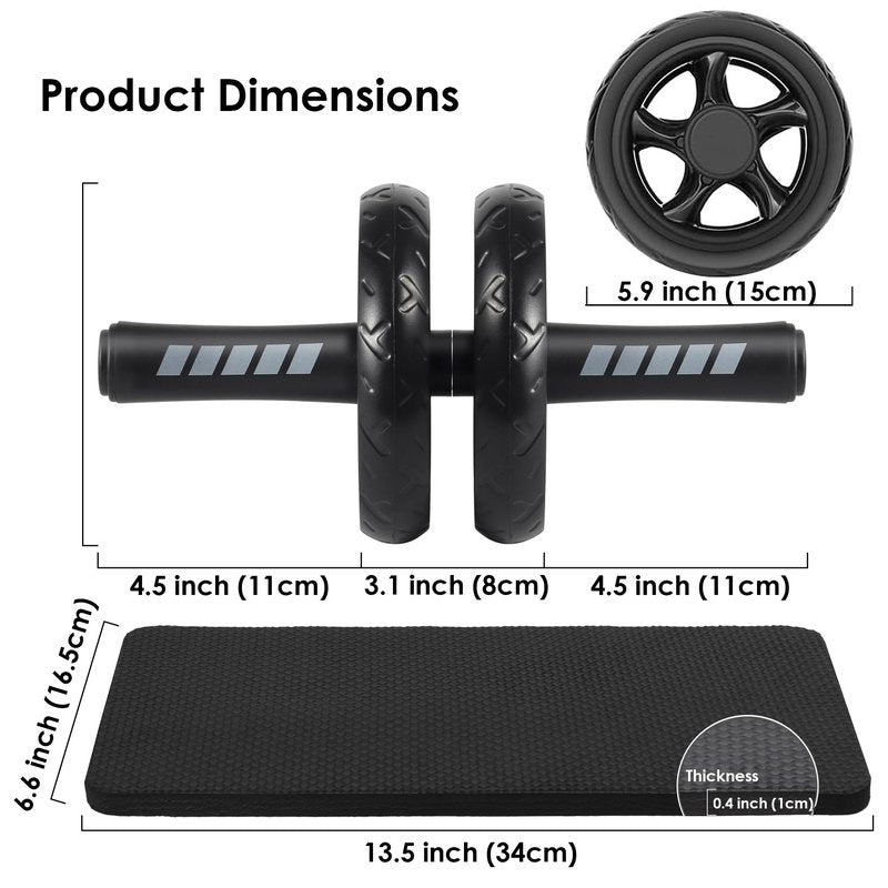 Ab Roller Wheel, Home Gym Equipment for Core Workout, No Noise Exercise Wheels with Knee Pad, Fitness Training Wheel Abs Workout Equipment for Sports
