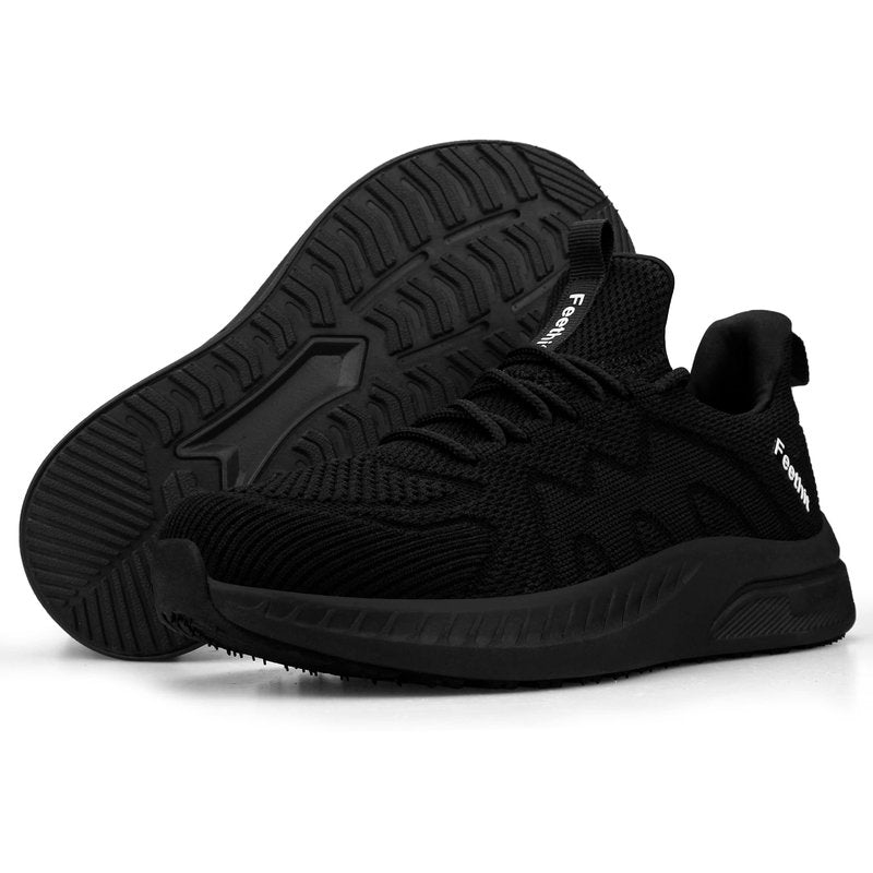 Feethit Womens Running Shoes Tennis Walking Shoes Slip on Sneakers Lightweight Gym Shoes for Workout Work Travel Athletic Black Size 9