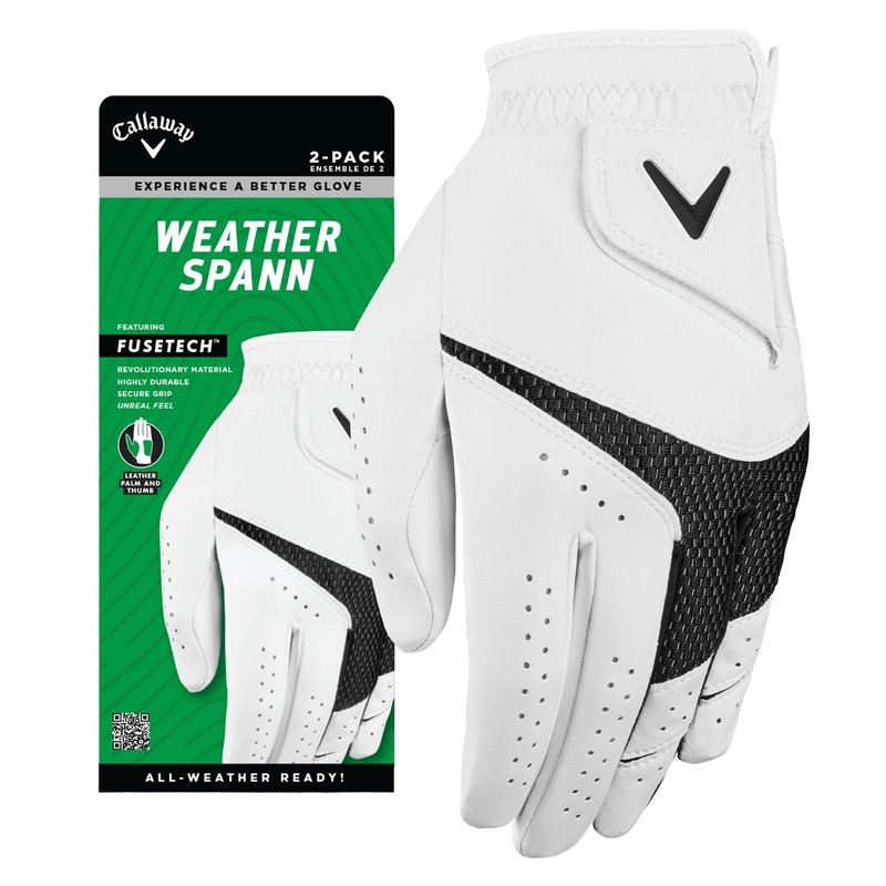 Callaway Golf MLH Weather Spann Glove 2-Pack White Cadet Small