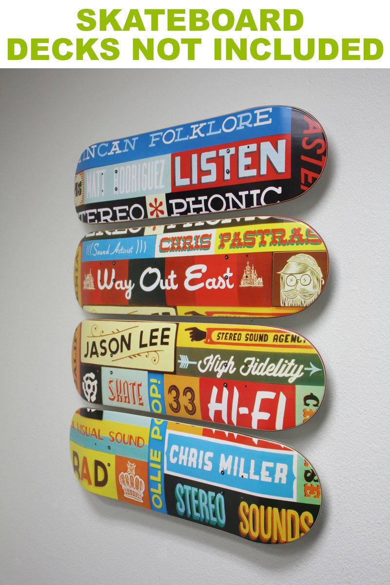 Sk8ology Skateboard Deck Display 3 Pc Kit Floating Wall Mount
