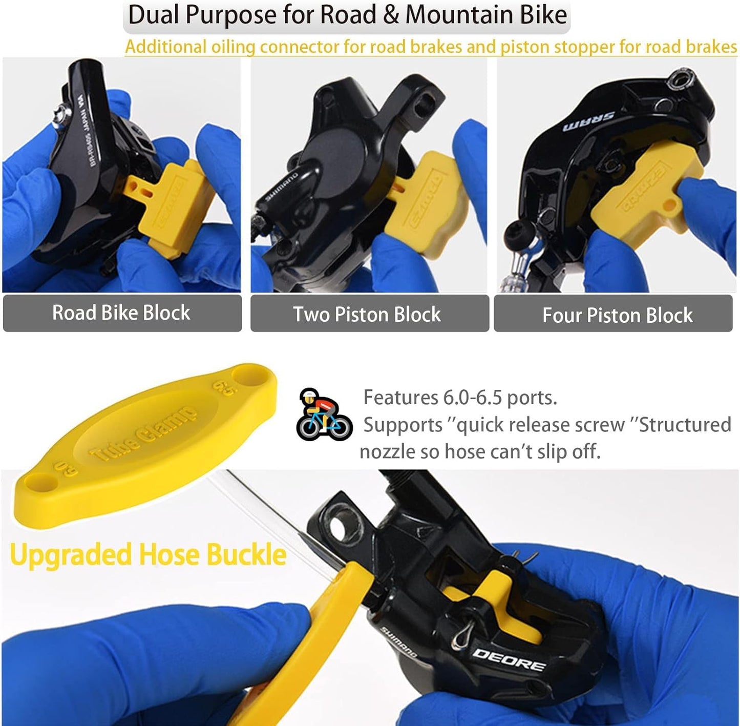 Brake Bleed Kit for Shimano, TEKTRO, TRP Hydraulic Disc Brakes, Brake Fluid Bleeder Kit for MTB/Road, with Performance Mineral Oil Brake Fluid 120ml/4oz, Professional Brake Bleed Kit