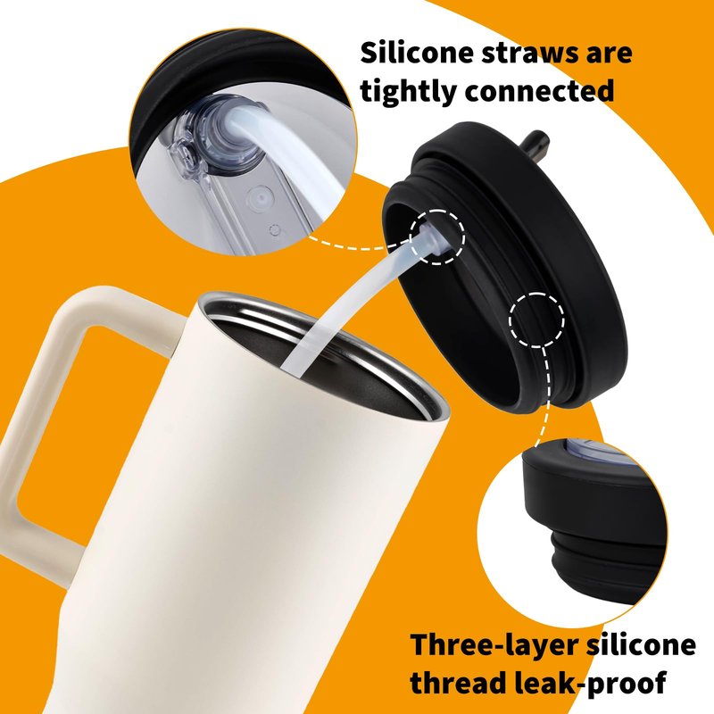 40 oz Silicone Press-in Lid Replacement - Only Compatible with Hydrapeak Voyager 40 Oz Stainless Steel Tumbler.(black).Pack of 2.