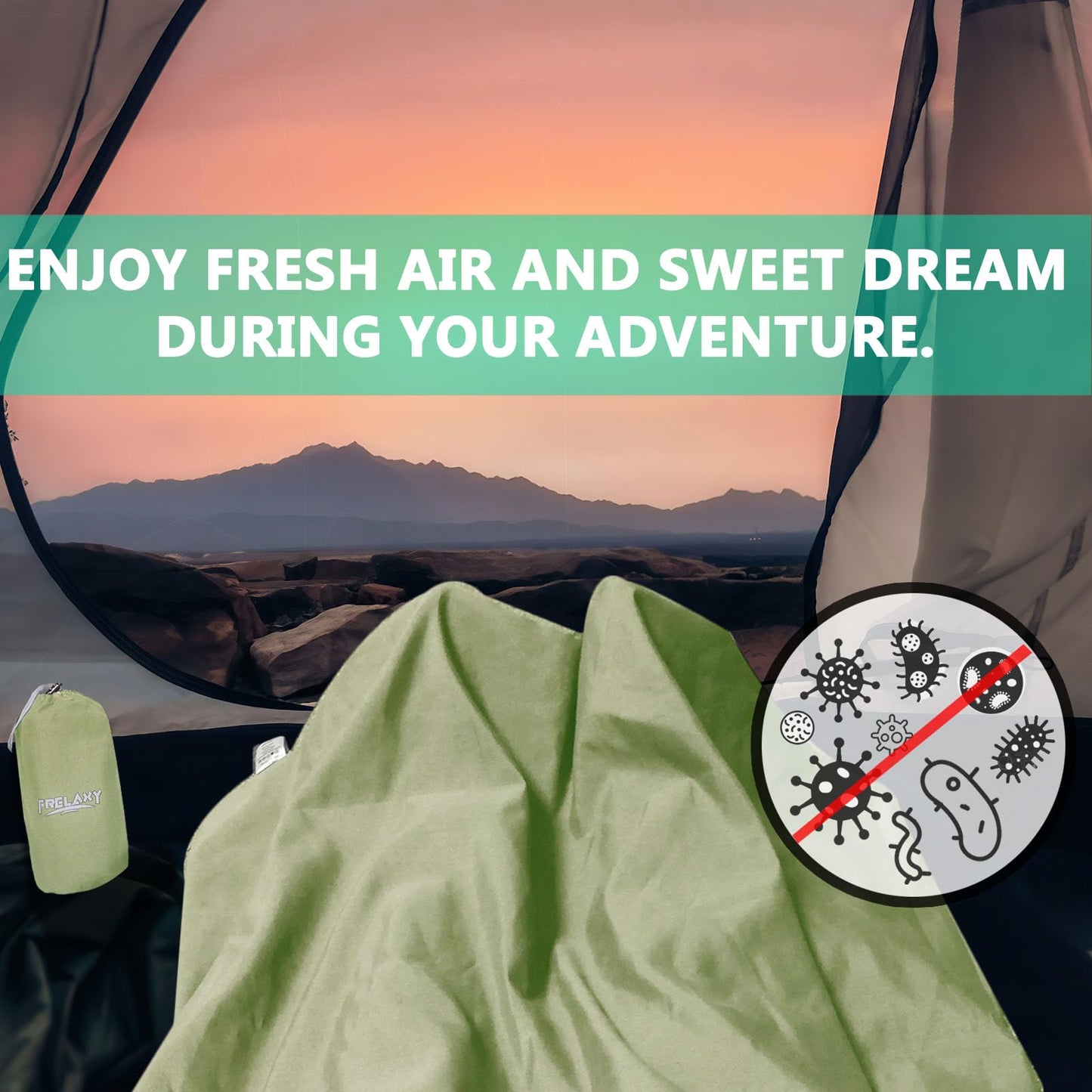 Frelaxy Sleeping Bag Liner, XL Travel Sheet & Camping Sheet for Backpacking, Hotel, Hostels & Traveling, Comfy & Easy Care, 4 Seasons Warm Cold Weather