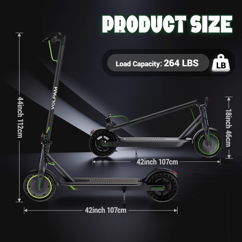 VOLPAM Electric Scooter with 8.5"/10" Solid Tire, 350W/500W Powerful Motor & 19/22 MPH Top Speed, 16-28 Miles Long Range, Folding E Scooter Choice