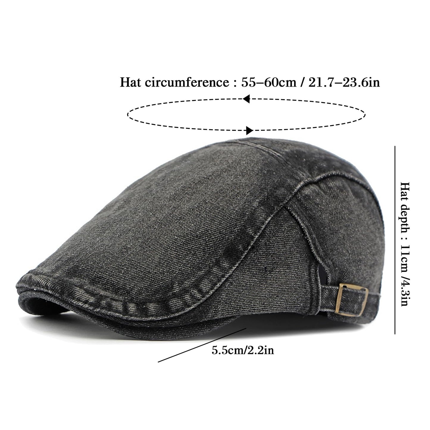 Newsboy Cap for Men Adjustable Flat Ivy Gatsby Cabbie Driving Hat Breathable Denim Cotton Golf Cap