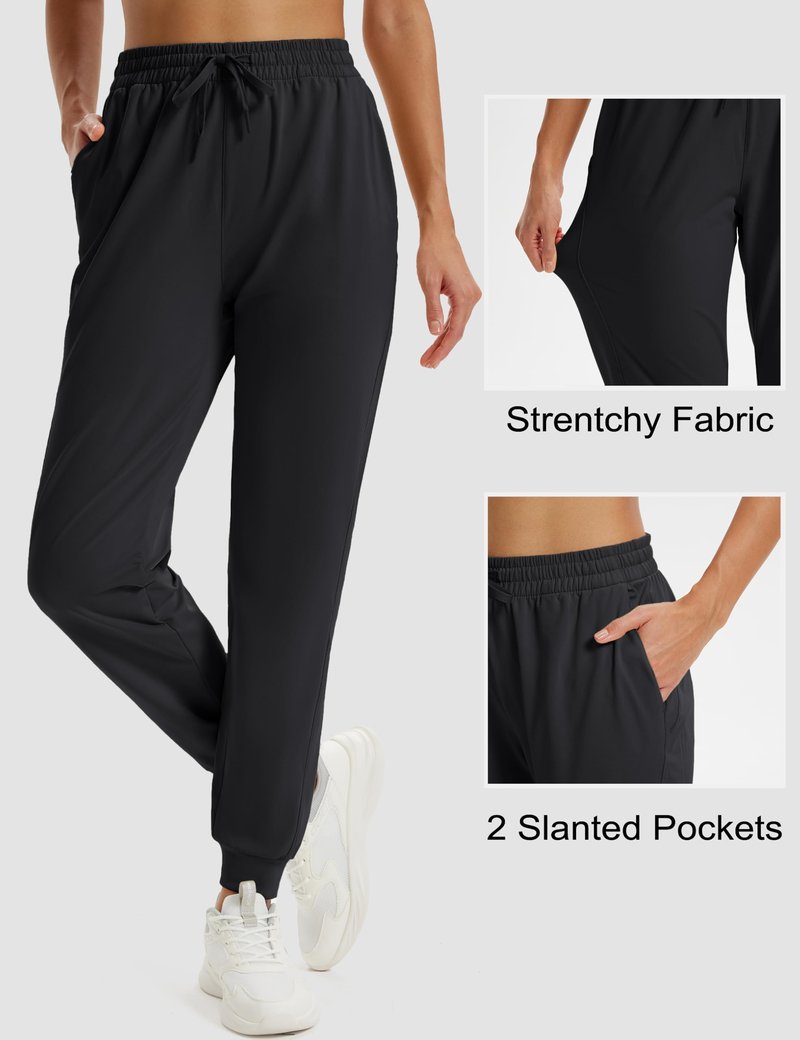 MAGCOMSEN Women's Fleece Lined Joggers Water Resistant Thermal Hiking Sweatpants Warm Pants for Cold Weather Black, L