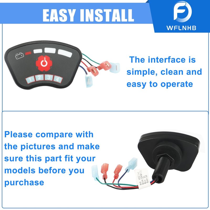 WFLNHB 36V-48V Golf Cart Keyless Ignition Switch PIN Code Key Replacement for EZGO Club Car Yamaha Starter Switch with Electric Meters Digital Battery