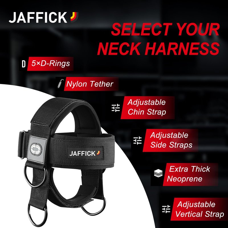 Neck Exerciser - Neck Harness weight lifting Strengthener and Trainer with Adjustable Head and Chin Strap with 38" Rope, Portable Head Harness for boxing equipment
