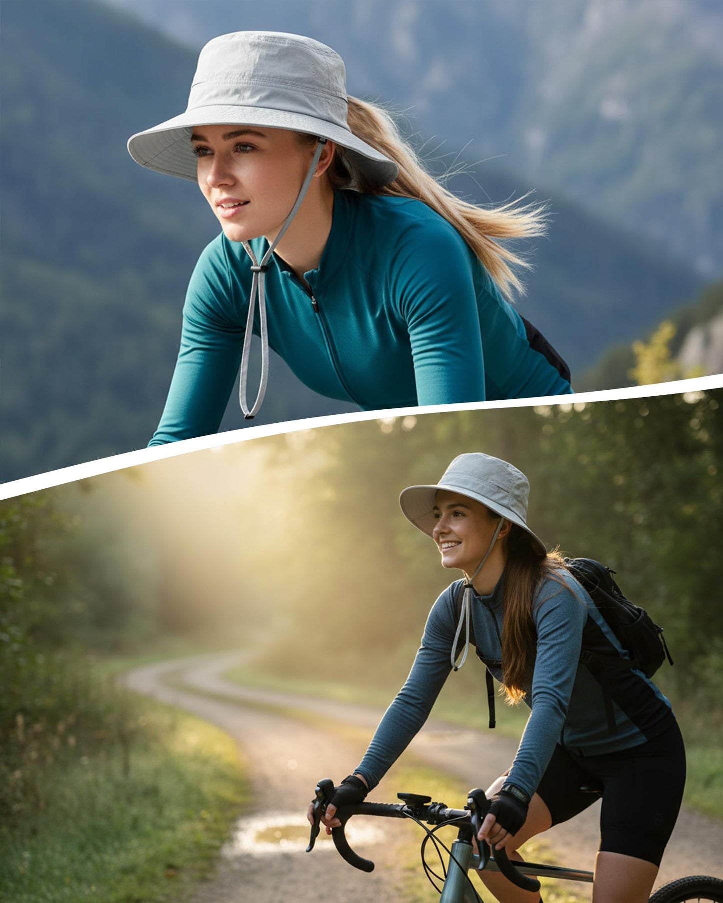 Womens Ponytail Sun Hat Packable UPF50+ Waterproof Bucket Hat Hiking Fishing Safari Hat Foldable Beach Hat