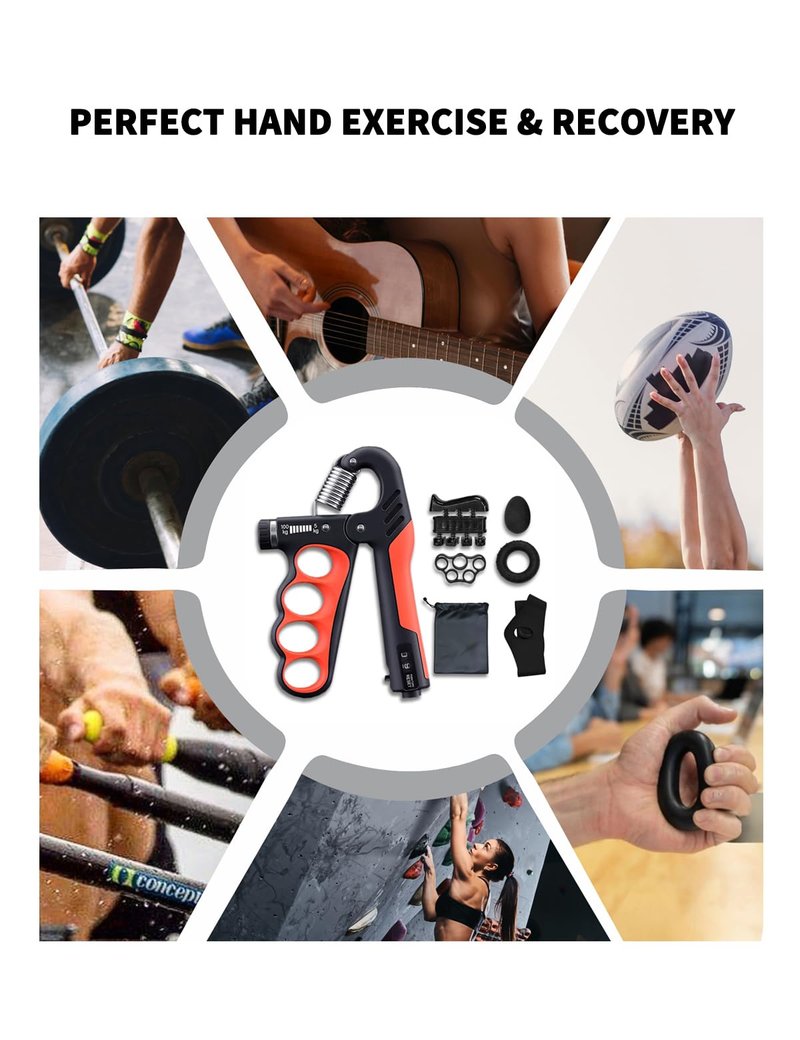 ProGrip Strength Trainer with Auto-Count & Wide Adjustment (11-220 LBS) –Hand Strengthener Kit for Home Gym, Forearm Building & Recovery Training