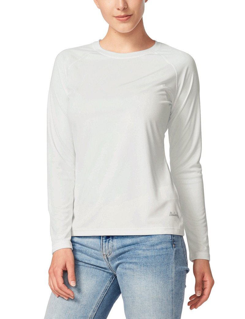 baleaf Womens UPF 50+ Sun Shirts Long Sleeve UV Protection Quick Dry Breathable Lightweight Rash Guard Hiking Workout A01-white M