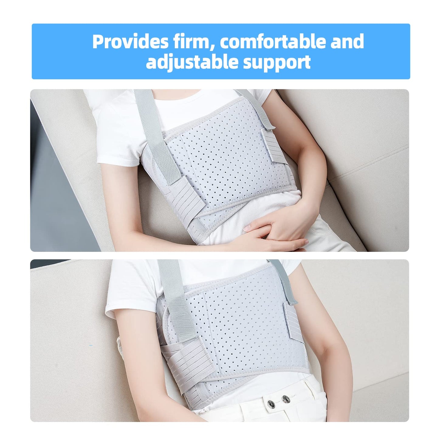 Solmyr Rib Injury Belt Chest Binder, Chest Brace Chest Compression Support Rib Bandage Wrap for Sternum Injuries, Sore or Bruised Ribs Support, Dislocated Ribs Protection, Pulled Muscle Pain