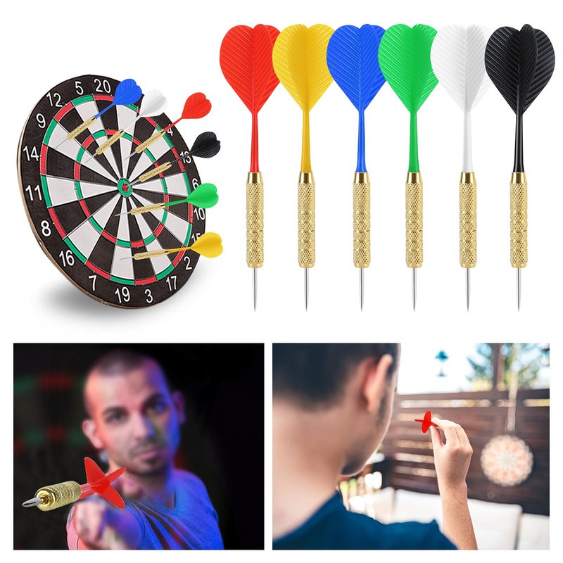 Accmor 18 Pack Steel Tip Darts - 18 Gram Metal Dart Set for Dartboard