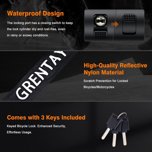 Bike Chain Lock, 5.25 Feet/160cm Heavy Duty Anti Theft Bicycle Chain Lock 0.6inch/15mm Thick Cut Proof Security Bike Locks with Keys for Bike, Motorcycles, Scooter, Stroller, Gate, Fence