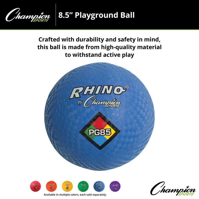 Champion Sports Rhino Playground Balls 8.5" D - Two Ply,Nylon Wound,Blue,(Pack of 2)