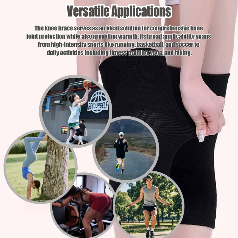 SNMIEDO Bamboo Charcoal Compression Knee Sleeve - 2 Pairs Elastic Warm Knee Brace for Men and Women - Compression Knee Pads for Arthritis (Black+Gray, X-Large)