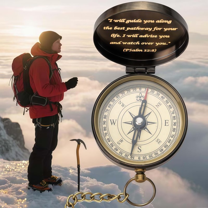 God's Guide & Blessing Compass – Communion & Confirmation Gift for Teenage Boys Baptism Religious Gifts for Men, Christian, Catholic, Graduation Sentimental Inspirational Gifts
