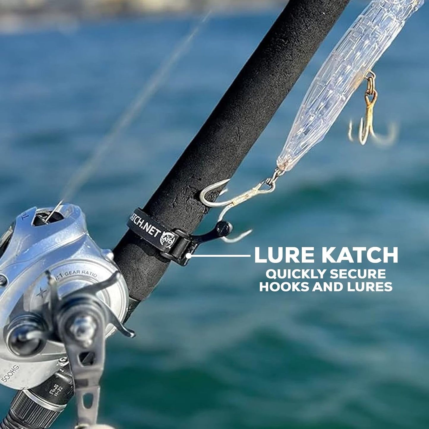 KATCH Fishing Rod Hook Keeper - Secure Lure & Accessory Holder | Regular & Mini Sizes (Black)