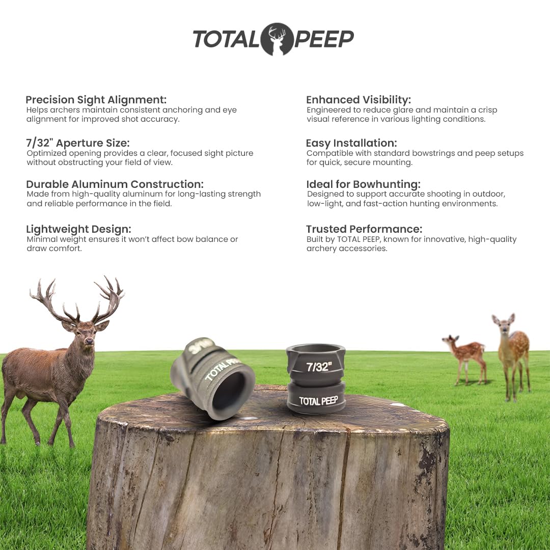 TOTAL PEEP Sight PRO for Bowhunting Aluminum (7/32"), Matt Black