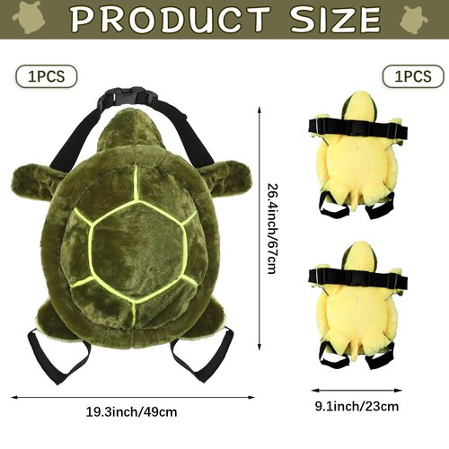 Junkin 3 Pcs Turtle Butt Pads for Snowboarding Ski Protective Gear Set Cute Turtle 3D Hip Protectors for Skating Tortoise Cushion Padded Turtle Knee Pad for Kid Adult Skiing Roller Protection (Green)