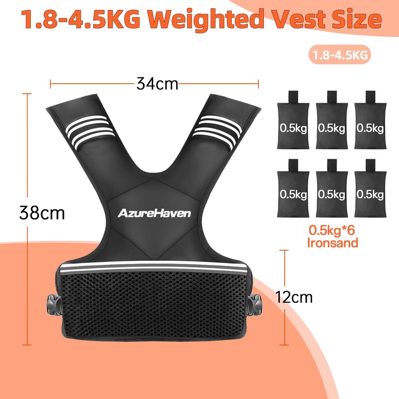 Adjustable Weighted Vest for Women and Men,4-10lb/11-20lb/20-32lb Rucking Vest with 6 Ironsand Weights for Running, Walking, Workout and Strength Training (4-10lbs)
