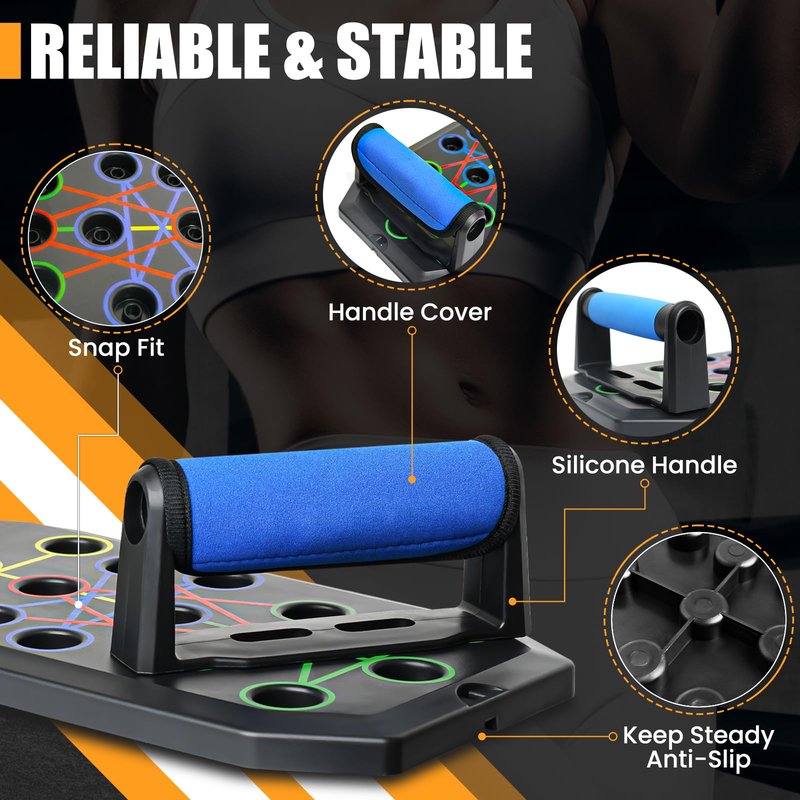 TASZOOS Push Up Board Fitness - Portable Foldable Pushup Board - 20 in 1 Push Up Bar at Home Gym
