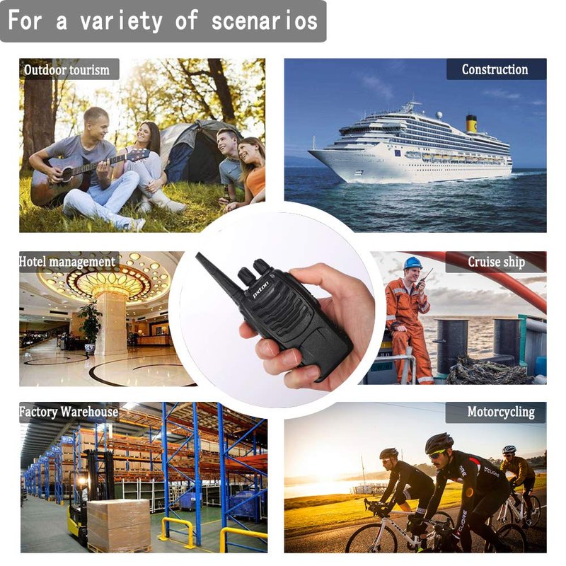 pxton Walkie Talkies Rechargeable Long Range Two-Way Radios with Earpieces,2-Way Radios UHF Handheld Transceiver Walky Talky with Flashlight Li-ion Battery and Charger(2 Pack)