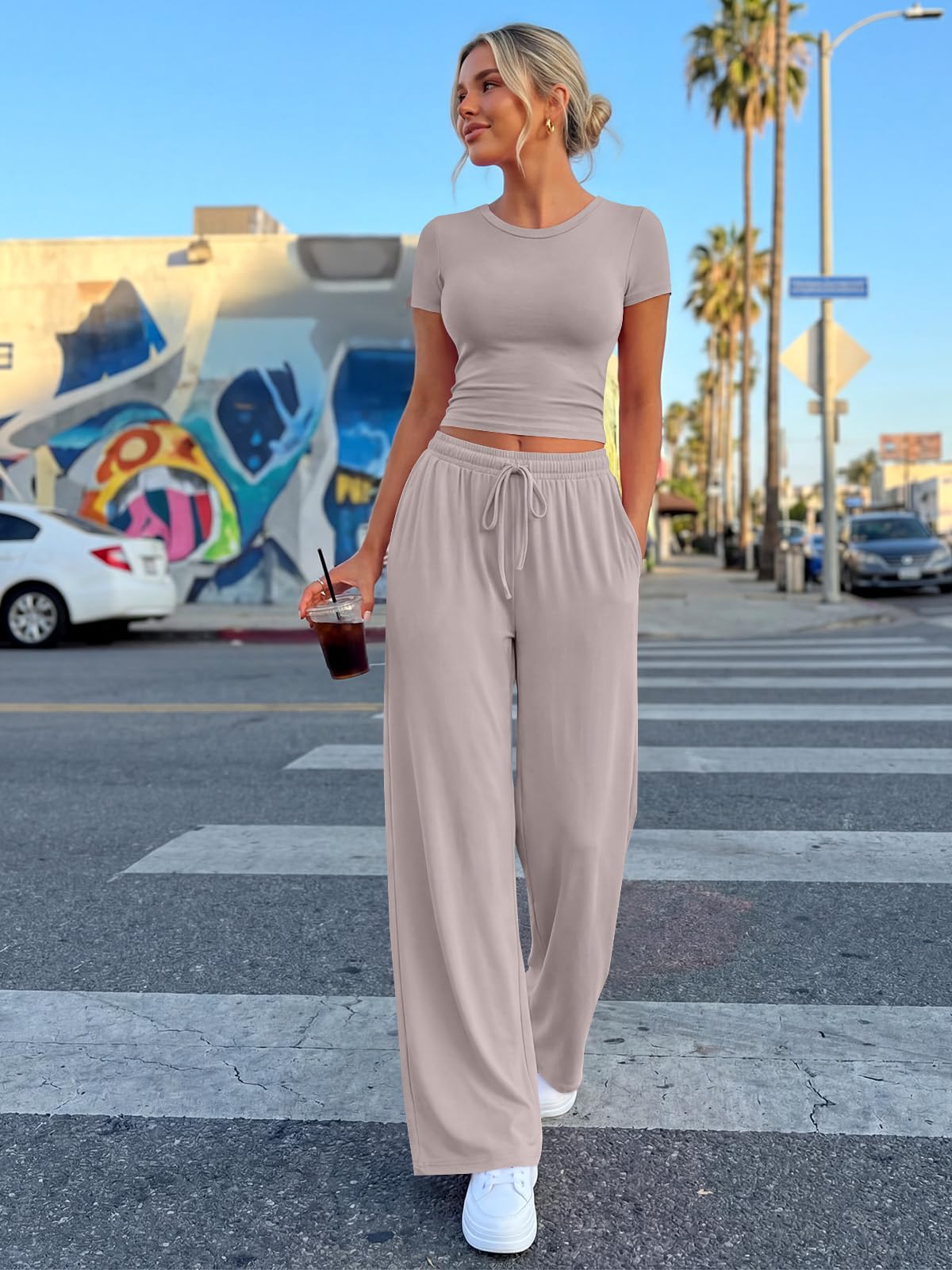 Trendy Queen Womens 2 Two Piece Set 2026 Summer Workout Vacation Gym Clothes Spring Fashion Lounge Matching Airport Travel Outfit Resort Wear Fitness Athleisure Clothing
