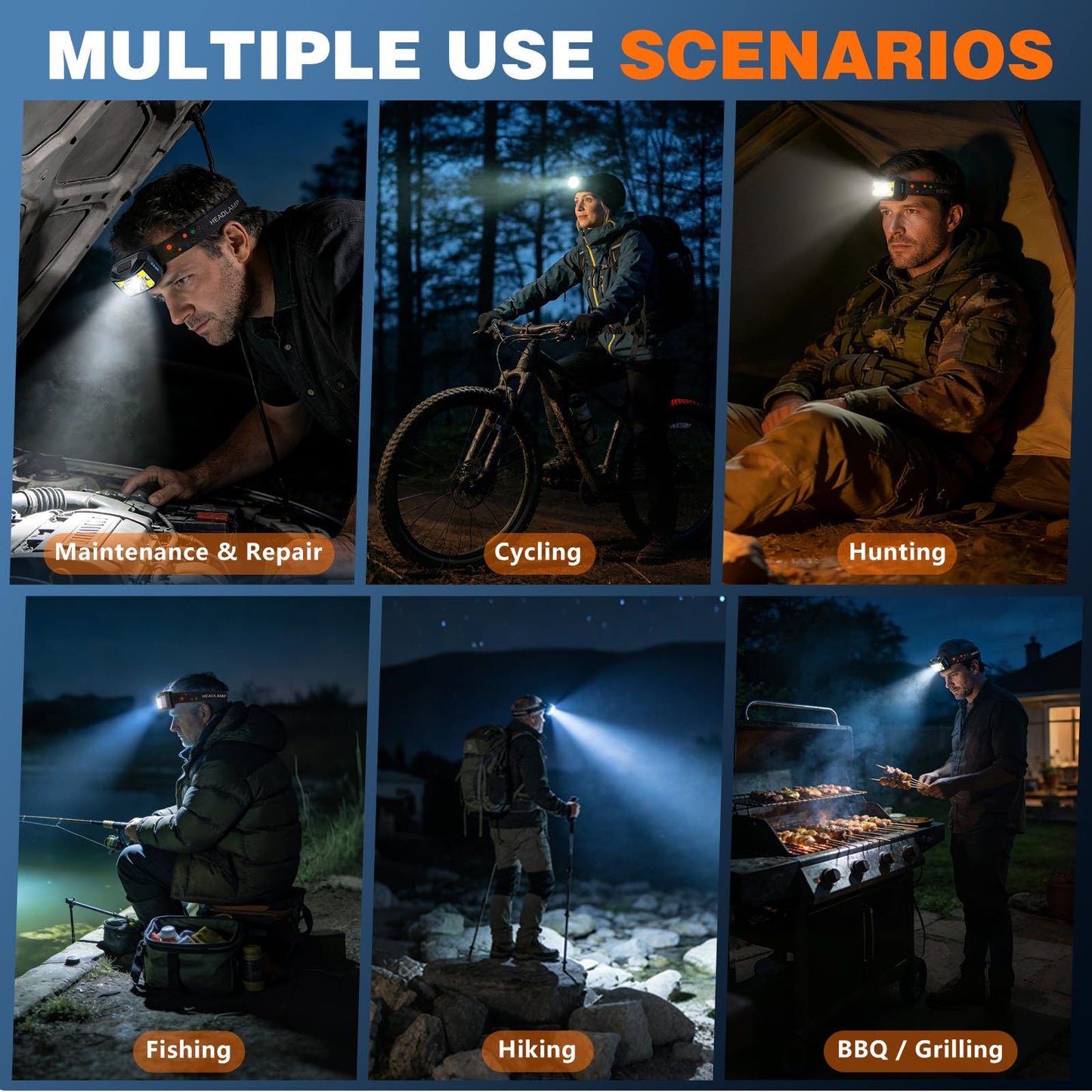 Wanocean Grandpa Dad Gifts for Father’s Day from Daughter, LED Headlamp Rechargeable 2 Pack - Super Bright Headlight Flashlight for Camping, Hunting, Hiking, Running