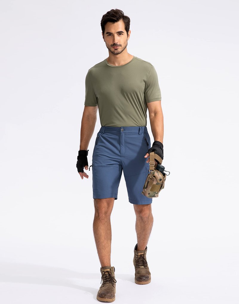 Pudolla Men's Hiking Cargo Shorts 9" Lightweight Outdoor Work Shorts for Men Travel Golf Camping Casual with 5 Zipper Pockets(Dark Navy 3X-Large)