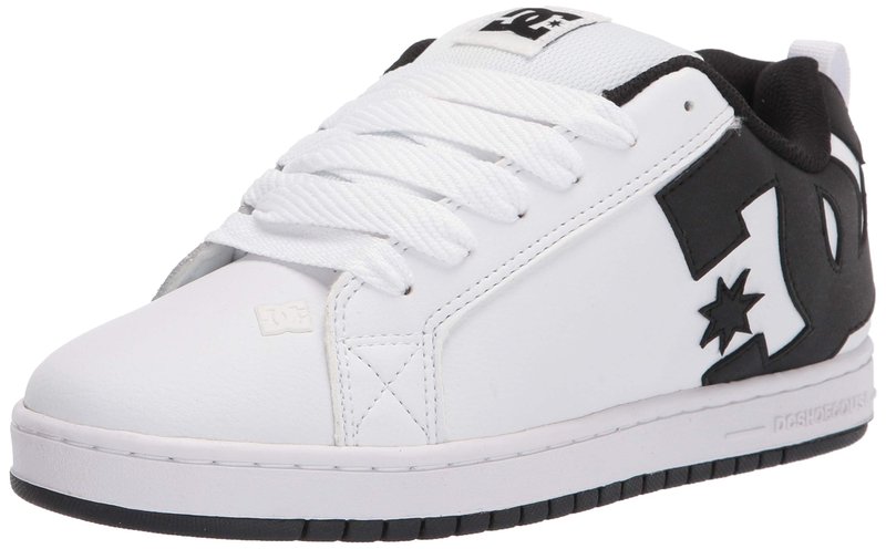 DC Men's Court Graffik Skate Shoe, White/Black/Black,17 M US