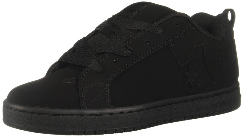 DC Men's Court Graffik Sneaker,Black/Black/Black,4 M US, 4 M US
