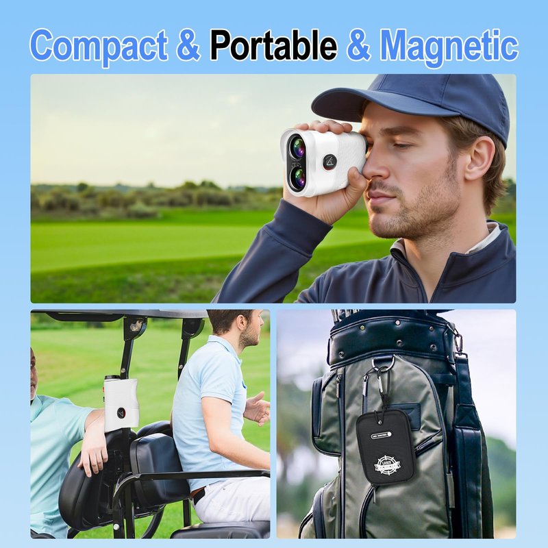 Range Finder Golf Rangefinder with Slope, 1200 Yards Laser Range Finder with 7X Magnification, Rechargeable Golf Range Finder with Flag Lock, Vibration, Magnetic, Golf Accessories, White