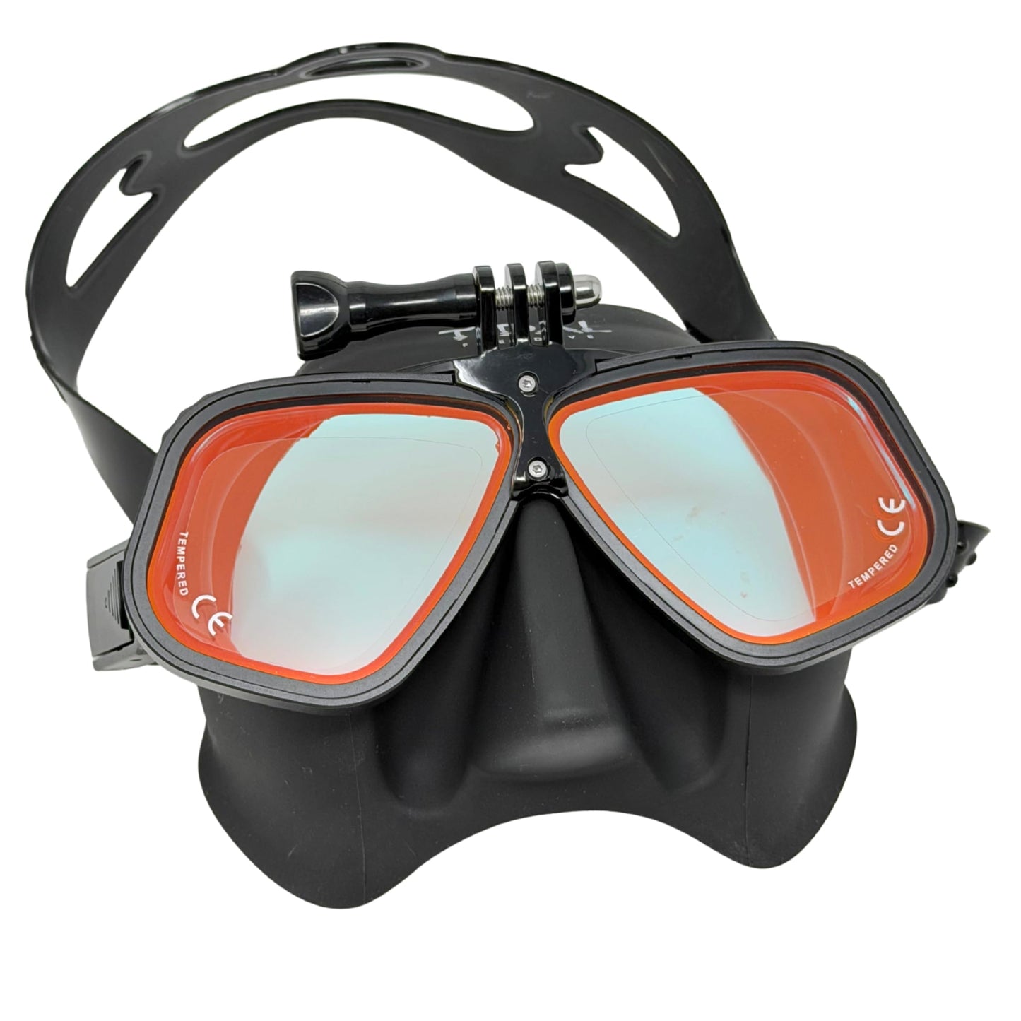 Tidal APEX Freedive Mask with Action Camera Mount- Low Volume Designed for Freediving, Spearfishing, Scuba Diving, and Snorkeling. Advanved Anti-Fog Freediving mask. (Black with Tinted Lens)