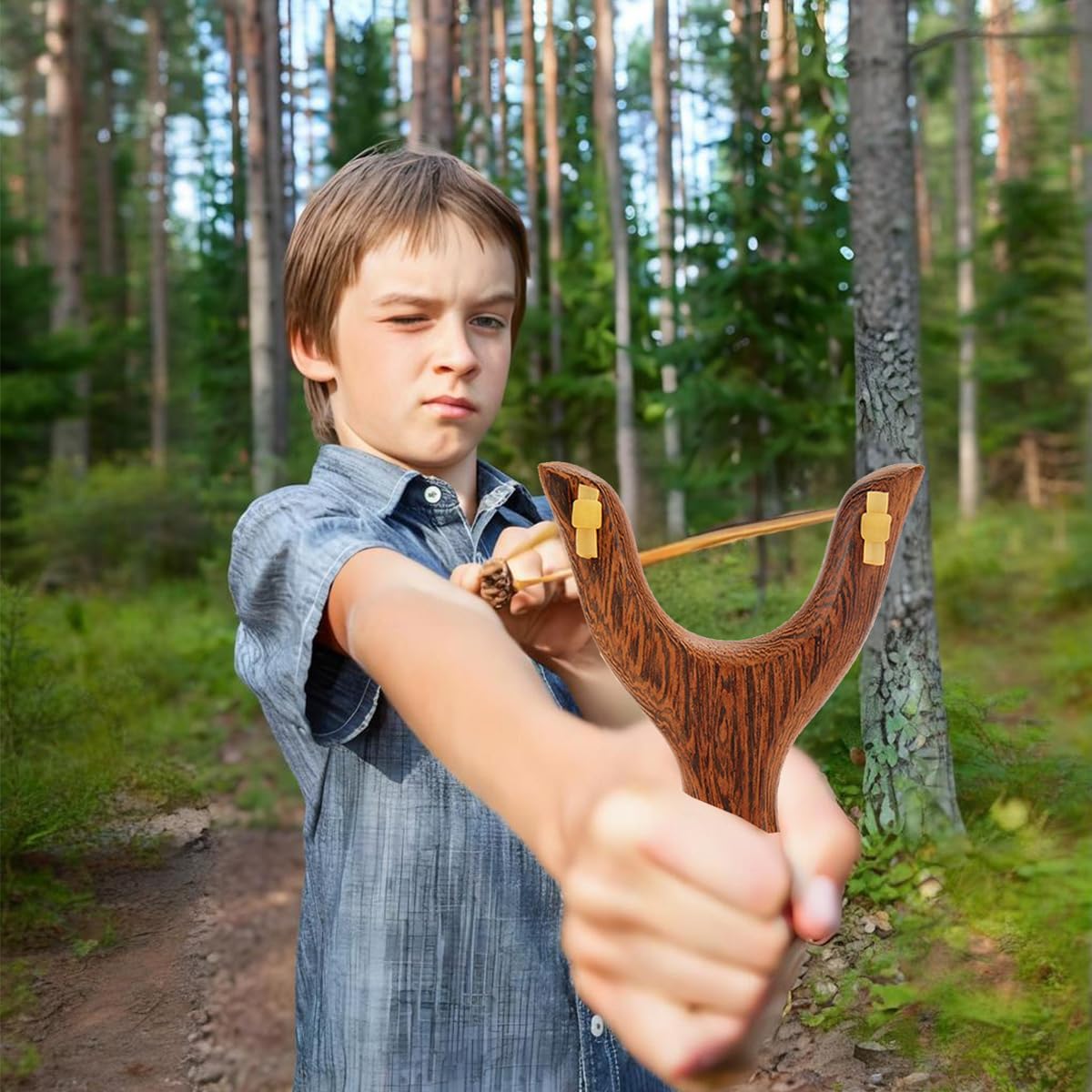 Solid Wooden Slingshot Set - Classic Outdoor Sling Shot for Hunting & Games | Red