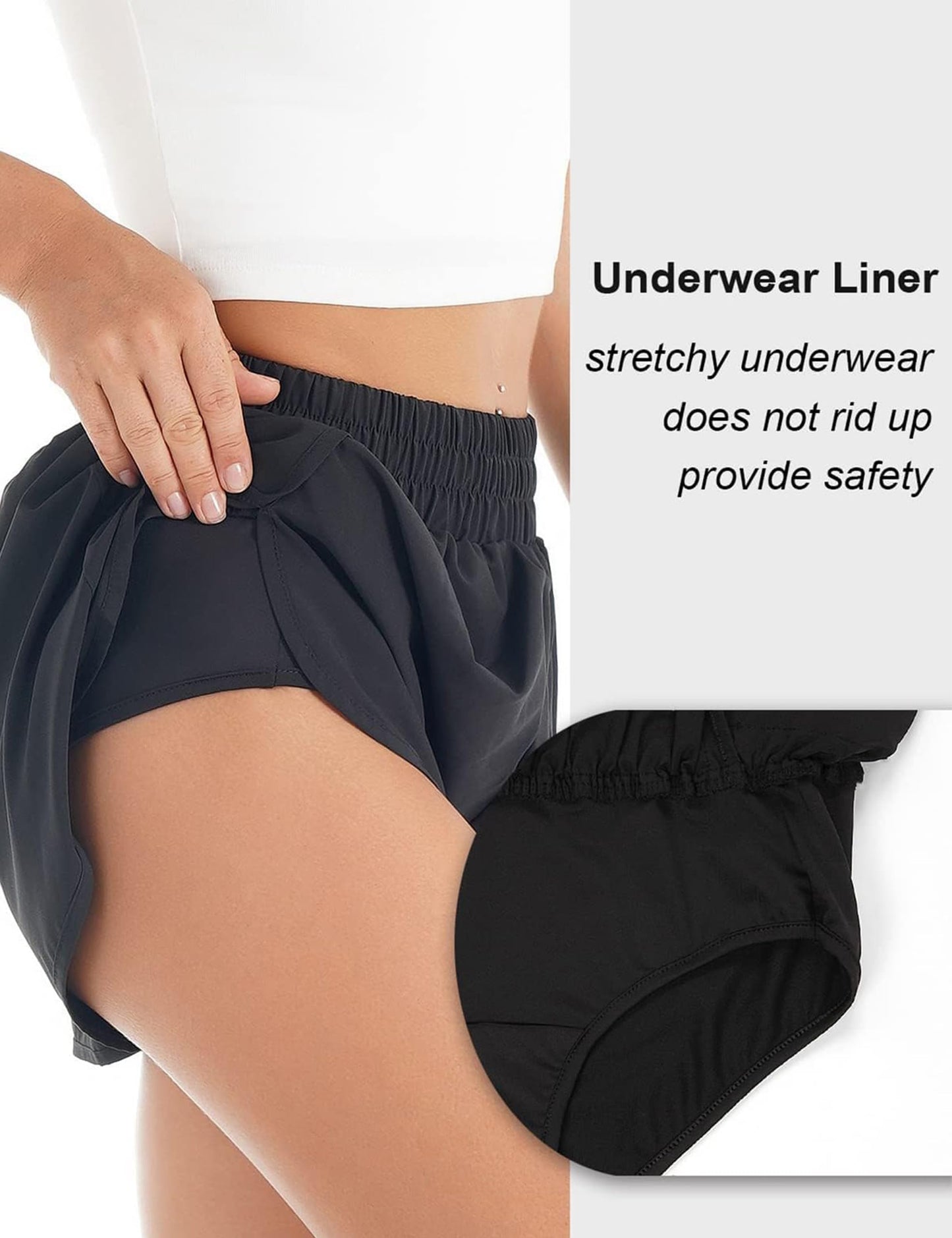 Blooming Jelly Womens Quick-Dry Running Shorts Sport Athletic Active Workout Shorts with Pockets 1.75" (Medium, Black)