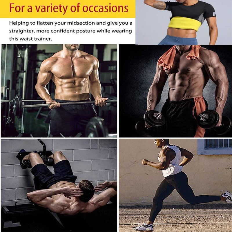 NINGMI Sauna Suit for Men Short Sweat Suits Neoprene Body Shaper Sauna Shirt Workout Waist Trainer Vest Tummy