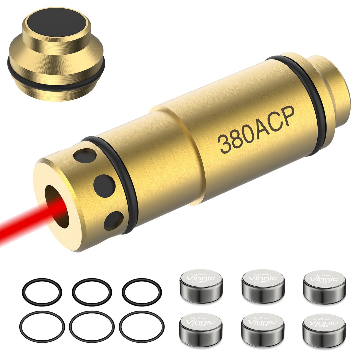 380ACP Laser Training Cartridge for Dry Fire Training System with Replaceable Back Caps