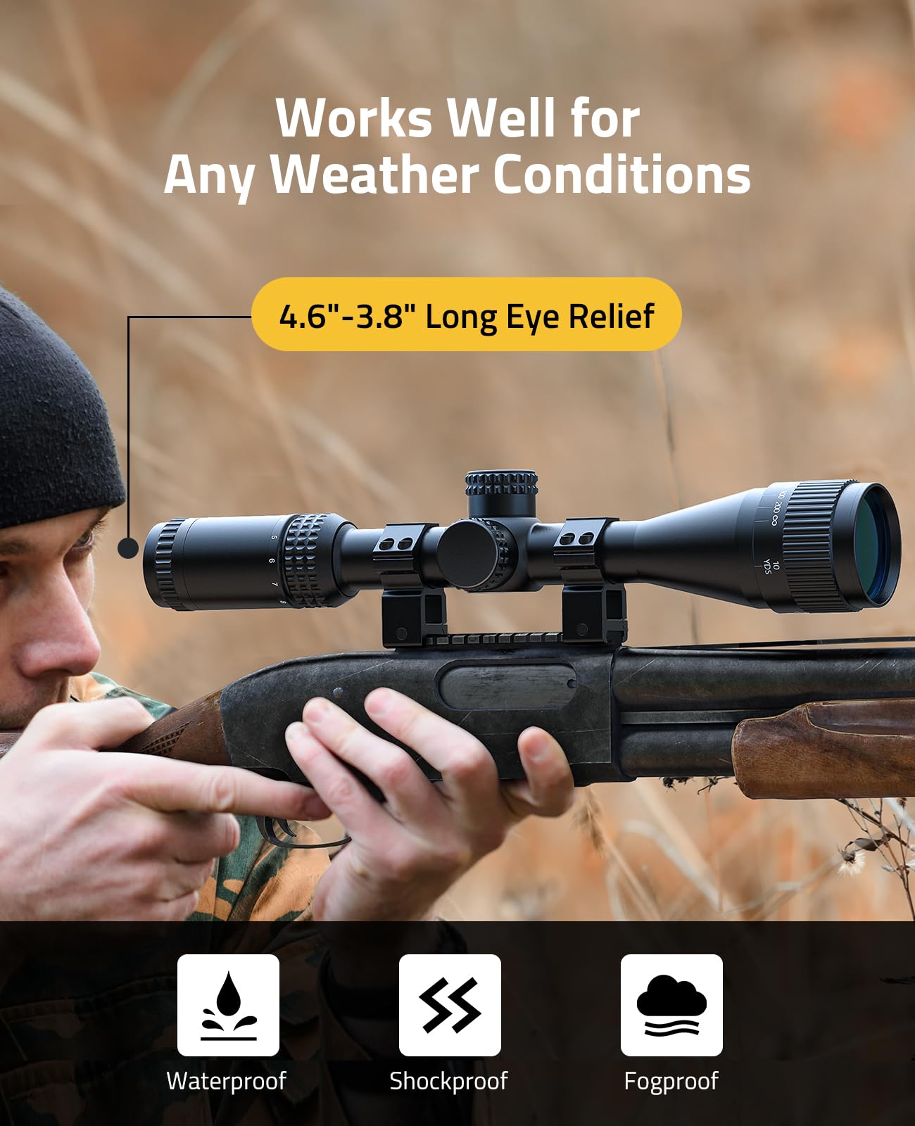 CVLIFE JackalHowl F02 3-9x40 AO Rifle Scope - Crosshair Reticle - 1 inch Tube SFP Scope with Parallax Adjustment, 20mm Scope Rings - Second Focal Plane