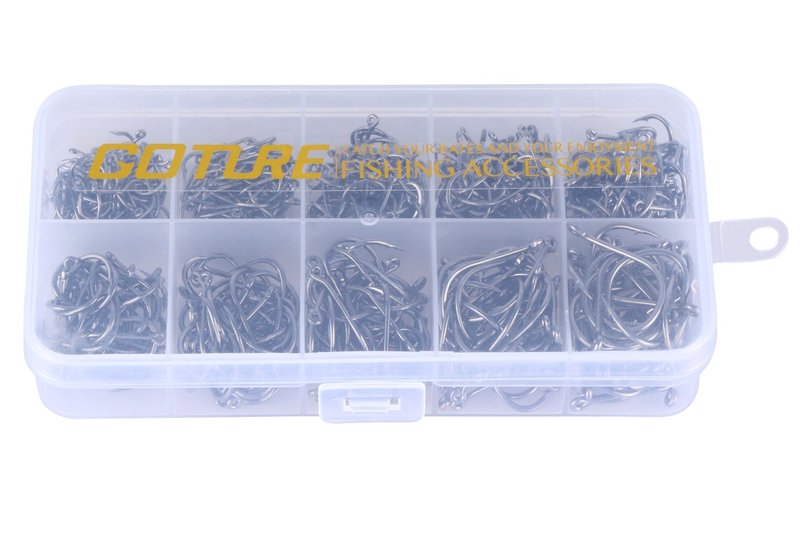 Goture Jig Hooks Set Kit with Fishing Tackle Box Fish Head Hooks (Fish Hook 500pcs(#6-#15))